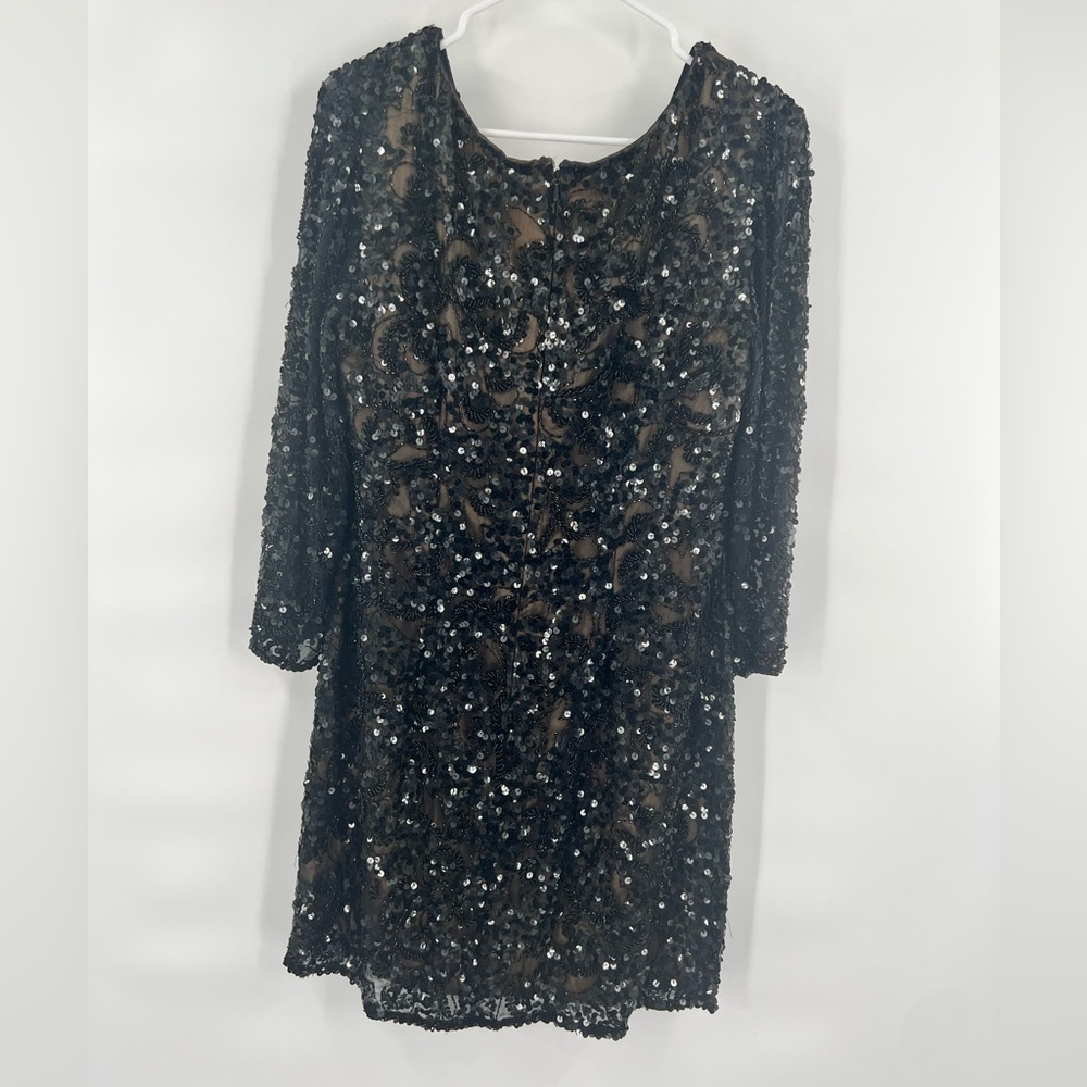 Scala beaded sequined long sleeve black dress size 10 - Picture 7 of 10